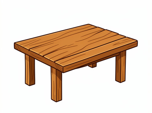 Wooden table with four legs.