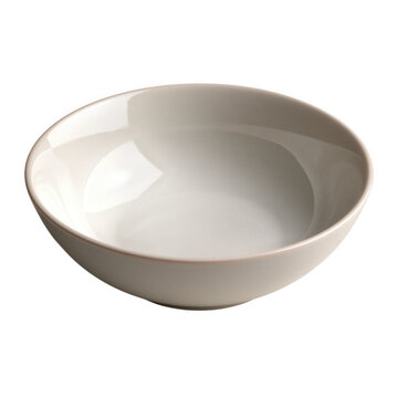 Empty beige ceramic bowl with various culinary presentations on transparent background