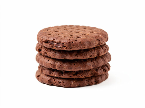 Two stacks of three chocolate chip cookies. Soft, chewy texture. Perfect for snacking or baking.