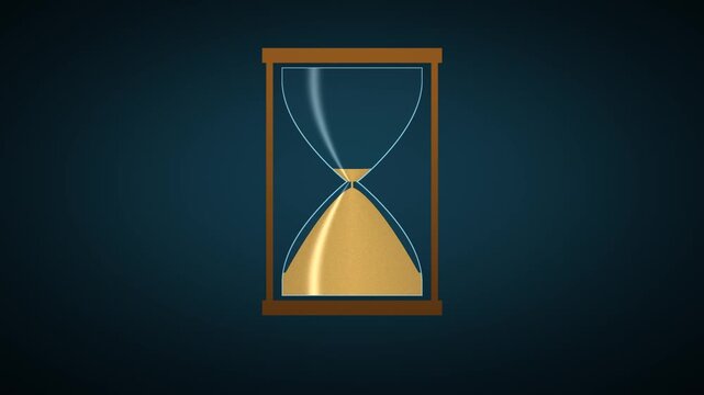 Happy New Year 2027 hourglass time concept 4K animation, sand runs out and grains fly to form golden 2027 with fireworks