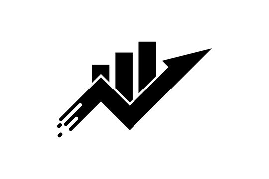 A black and white graphic of a growing business chart