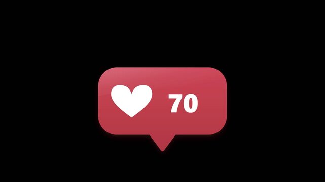 Vibrant digital social media notification icon with white heart symbol and counter on dark background, concept for viral online engagement, ideal for app interfaces, marketing banners, and web
