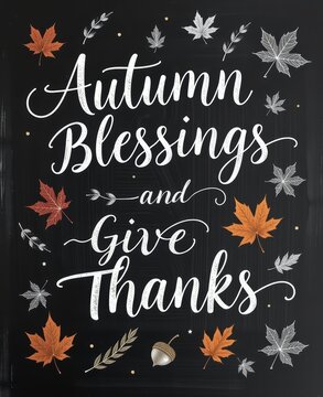 Autumn Leaves Chalkboard Quote with Fall Foliage and Space for Text