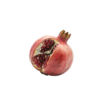 Ripe pomegranate png punica granatum png fresh red fruit png garnet fruit png seeded fruit png isolated on a transparent background for healthy lifestyle food design