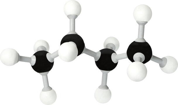 Model of butane molecule isolated on white background