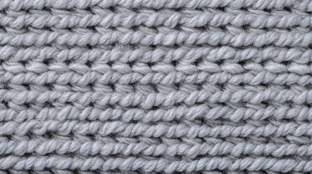 Full frame soft gray fisherman rib knitted background, thick chunky wool yarn, perfectly parallel symmetrical rows, dense luxurious texture, subtle