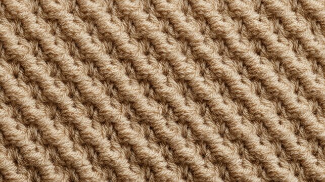 Full frame warm beige honeycomb knitted background, perfectly regular geometric stitch pattern made from medium weight wool yarn, soft tactile