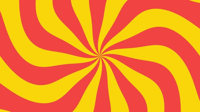 Retro yellow orange sunburst patterns rotate in hypnotic grid. vibrant psychedelic motion creates fun energy.