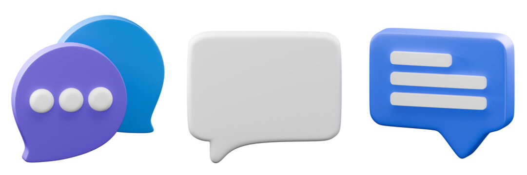3D Social Media Message Button Icon for Communication, Content and Digital Marketing Isolated on White Background Concept Element Design
