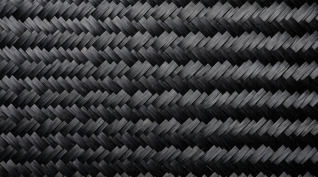 Overhead Flat Full Frame Texture of Dry Raw Twill Weave Carbon Fiber Fabric Cloth Sheet Displaying Crisp Diagonal Surface Reflections for Advanced Engineering