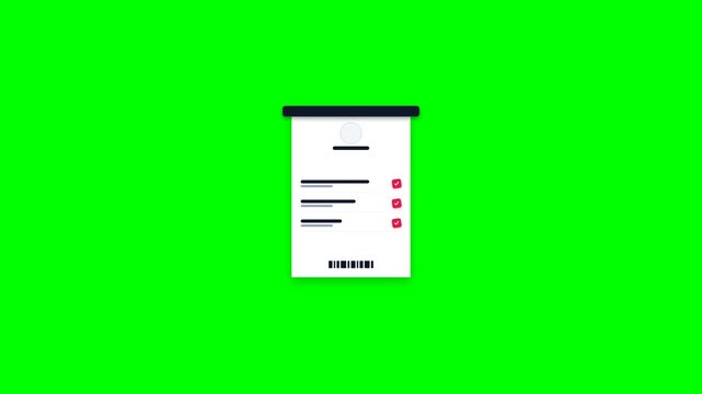 Thermal paper receipt roll with task list and checkmarks on green screen