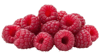 Pile of ripe red raspberries, isolated on transparent background © Dan