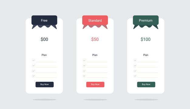 Modern Pricing Table Template for Subscription Plan Comparison Web Layout Design.