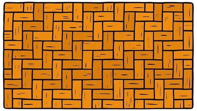 Hand drawn wooden basket weave pattern background vector illustration in orange color.