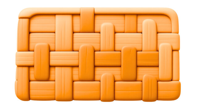 3D render soft clay basket weave pattern icon isolated on white background.