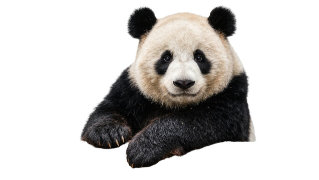 Giant panda bear with black fur patches, isolated on transparent background