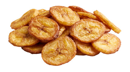 Golden crispy fried banana chips pile © Liselotte