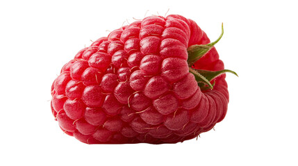Fresh ripe red raspberry with green leaves attached © Liselotte