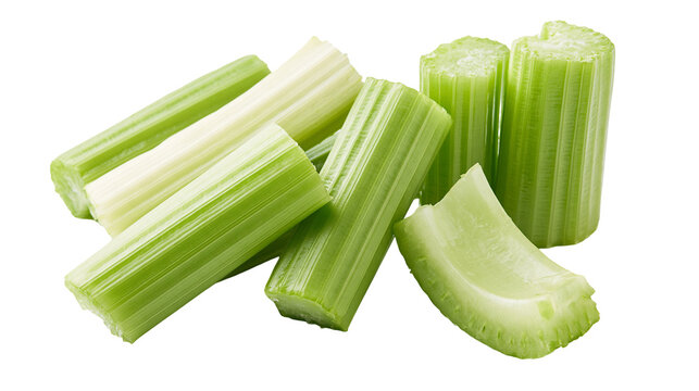 Fresh chopped green celery stalks and pieces