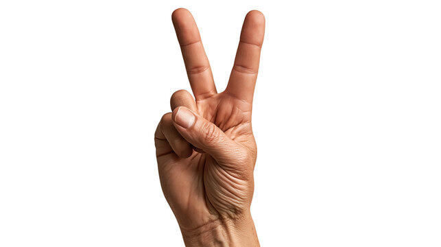 Human hand showing victory sign with two fingers raised