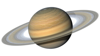 Gas giant planet Saturn with prominent rings, isolated on transparent background © Dan