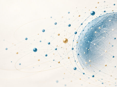 Abstract global network and connectivity concept with glowing globe and nodes