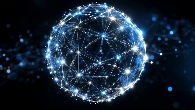 Digital Data Visualization Network Sphere Background, Technology Connection Concept for Business and AI Presentation