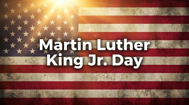 Martin Luther King Jr. Day American flag background with sunny sky