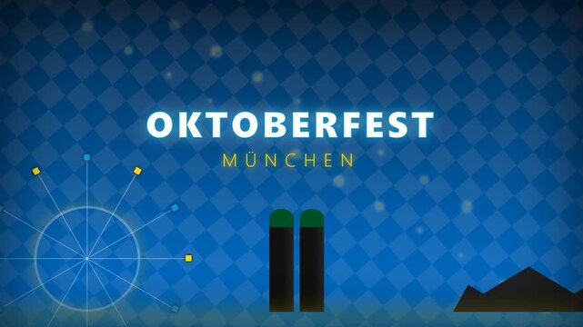 Oktoberfest Animation Featuring Iconic Munich Landmarks And Ferris Wheel Motion.