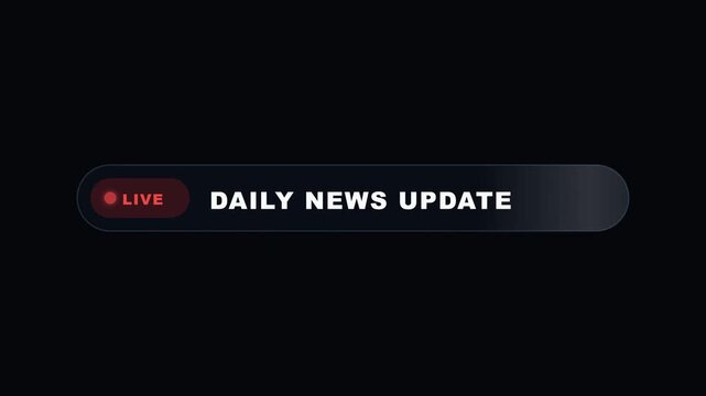 Daily news update live stream lower third graphics on black