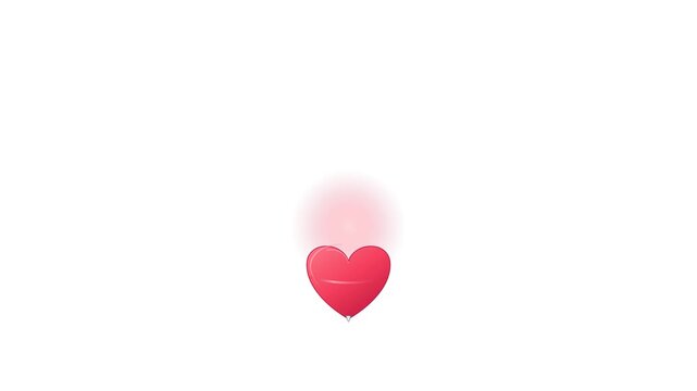 A glossy heart spins like a top, wobbles in a circular precession as it slows, then recovers upright with a soft pulse. Seamless 6-second 4K alpha loop for love, health, charity and Valentine content.