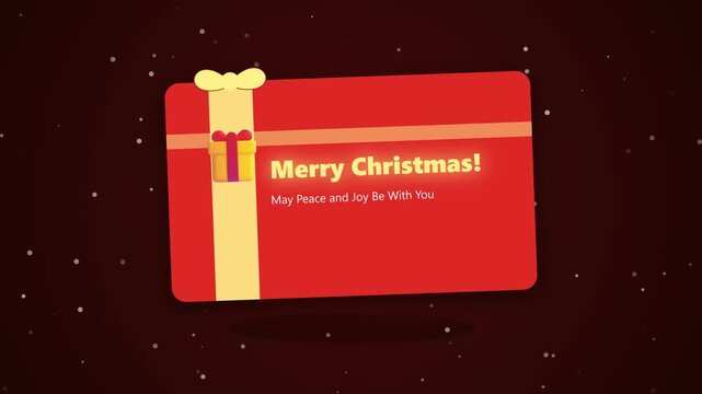 Red christmas gift cards with greetings on dark background