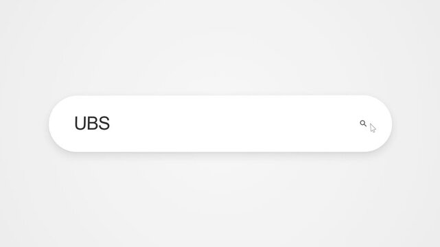 Typing UBS into the search field, representing online research and internet search activity related to the financial services company