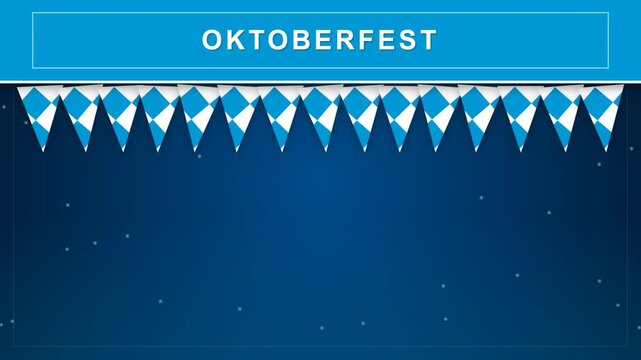 Oktoberfest Celebration Banner with Bavarian Blue and White Diamond Bunting.