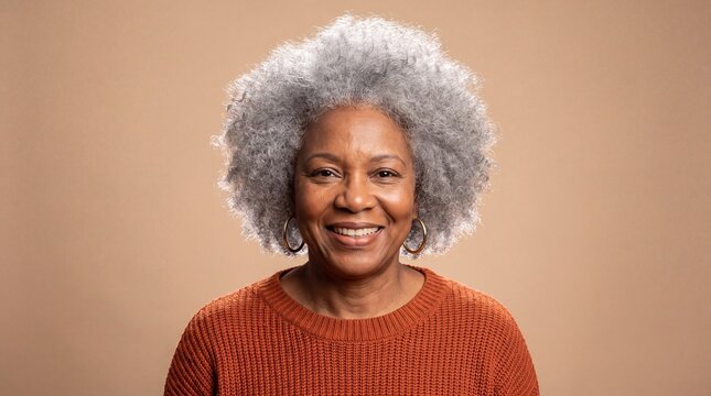 Mature Woman With Natural Gray Afro Radiant Portrait