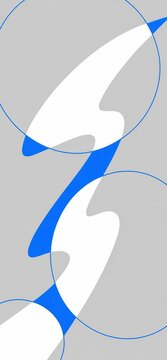 Blue abstract geometric shape with circular background design