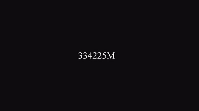 Counting animation 0M to 100000M transparent background