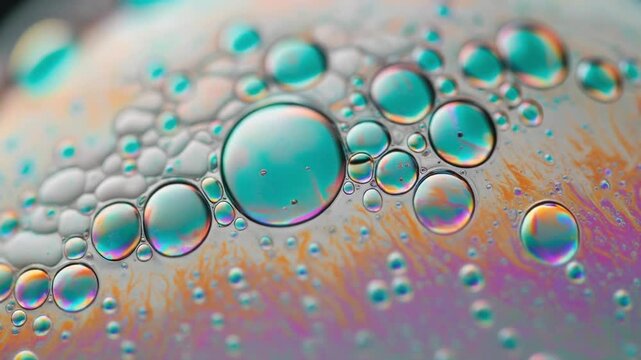 Iridescent Water Droplets on a Soft Abstract Surface