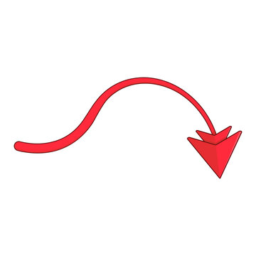 Cute Cartoon Red Devil Tail Arrow Pointing Down Illustration