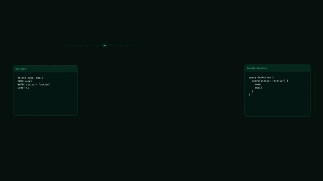 Digital screen displaying multiple database sql query code windows