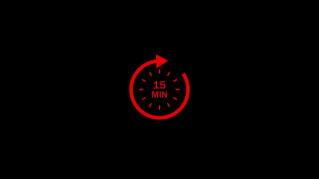 Futuristic Red 15 MIN Timer Countdown Speed Interface Motion Loop.