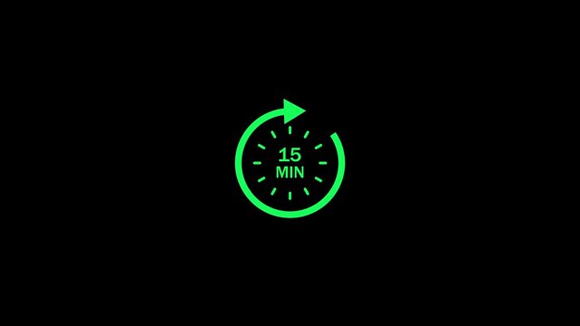Futuristic Green 15 MIN Timer Countdown Speed Interface Motion Loop.