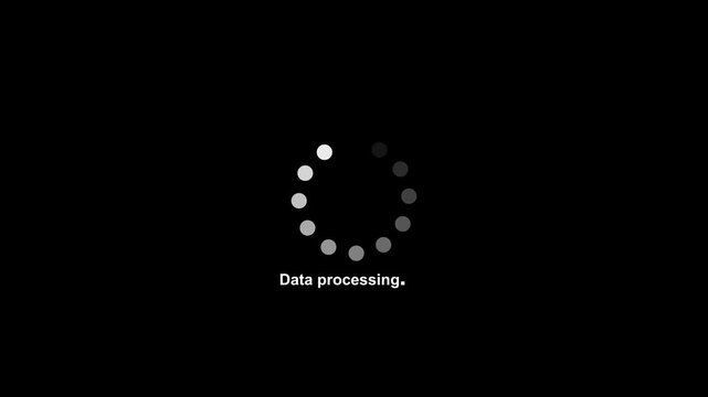 Data processing loading animation with circular spinner. Spinning waiting icon on background. Loading circle animation. Seamless Loop.4k motion video graphics