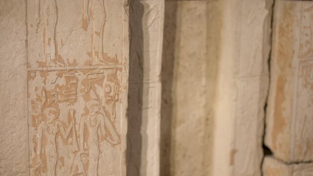 Ancient Egyptian Hieroglyphic Stone Carving in Egyptian Museum of Turin