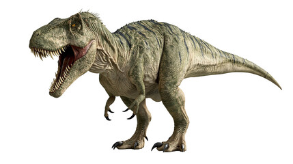 Green Tyrannosaurus Rex dinosaur with open mouth and sharp teeth © Aisling
