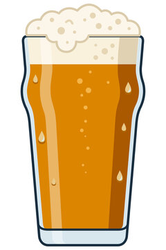Frothy Beer Pint Glass Vector Illustration Isolated