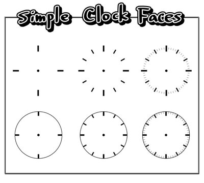 Simple Analog Clock Face Set with Different Time Marks