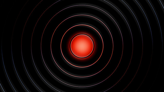 A glowing red concentric ring pulses on a dark minimalist background