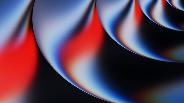 The abstract 3D rendering displays futuristic chrome curves in motion