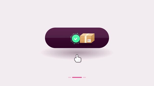 Package Delivery Confirmation Button with Checkmark and Cursor, Online Shopping Concept